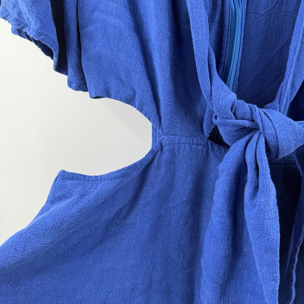 Lulus Dress Womens Medium Perfect Day for Love Linen Blend Cutout Tie-Front Mini - Picture 10 of 16